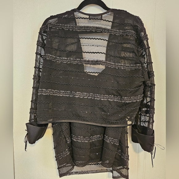 Ensemble top and cardigan vest womens XL black mesh - Picture 4 of 5